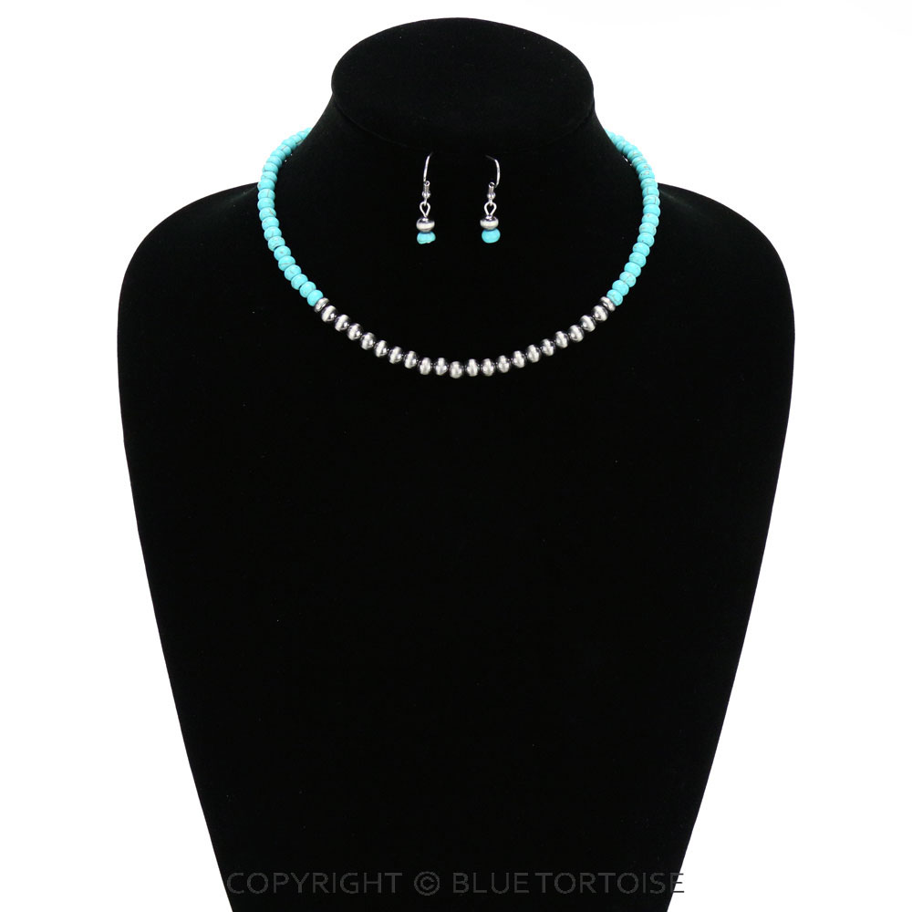 Western Metallic Pearl Necklace Set - Image 2