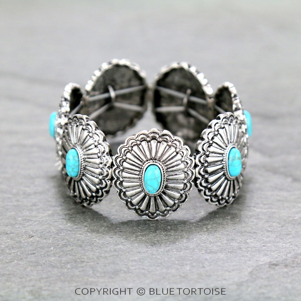 Western Concho Stone Stretch Bracelet