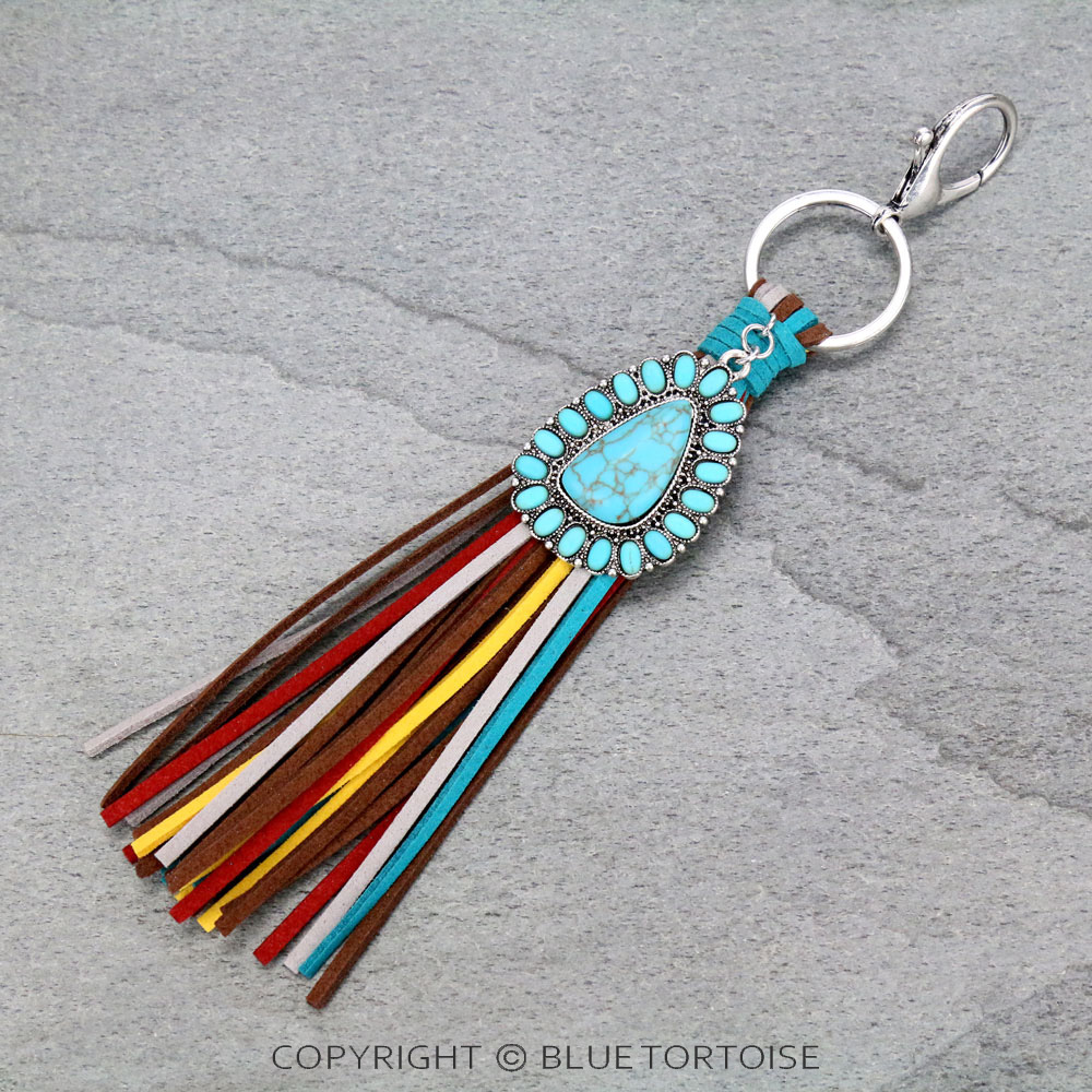 Western Design Stone Tassel Keychain