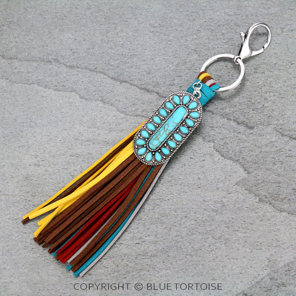 Western Design Stone Tassel Keychain
