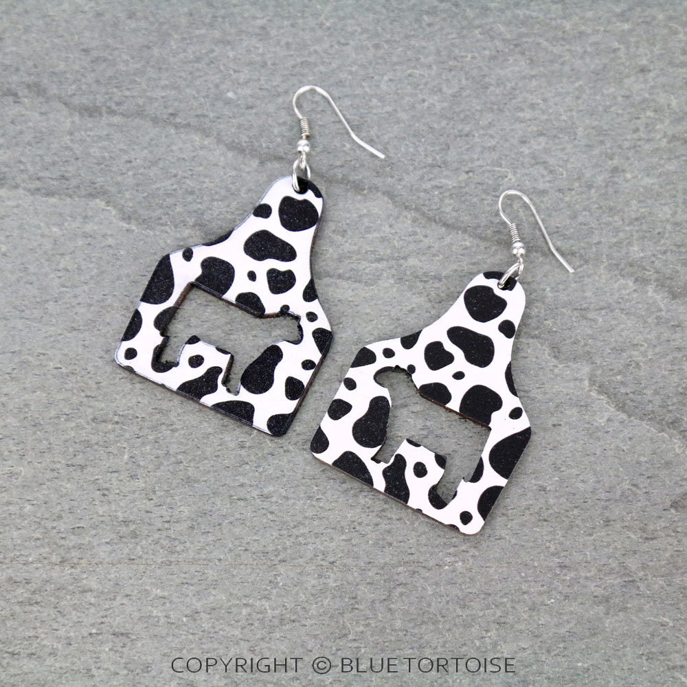 Navajo Style Cattle Tag Wood Fish Hook Earrings