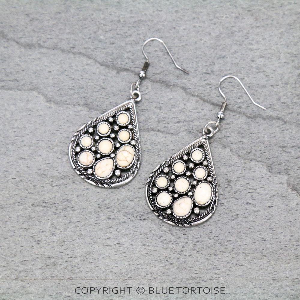 Western Teardrop Stone Dangle Earrings