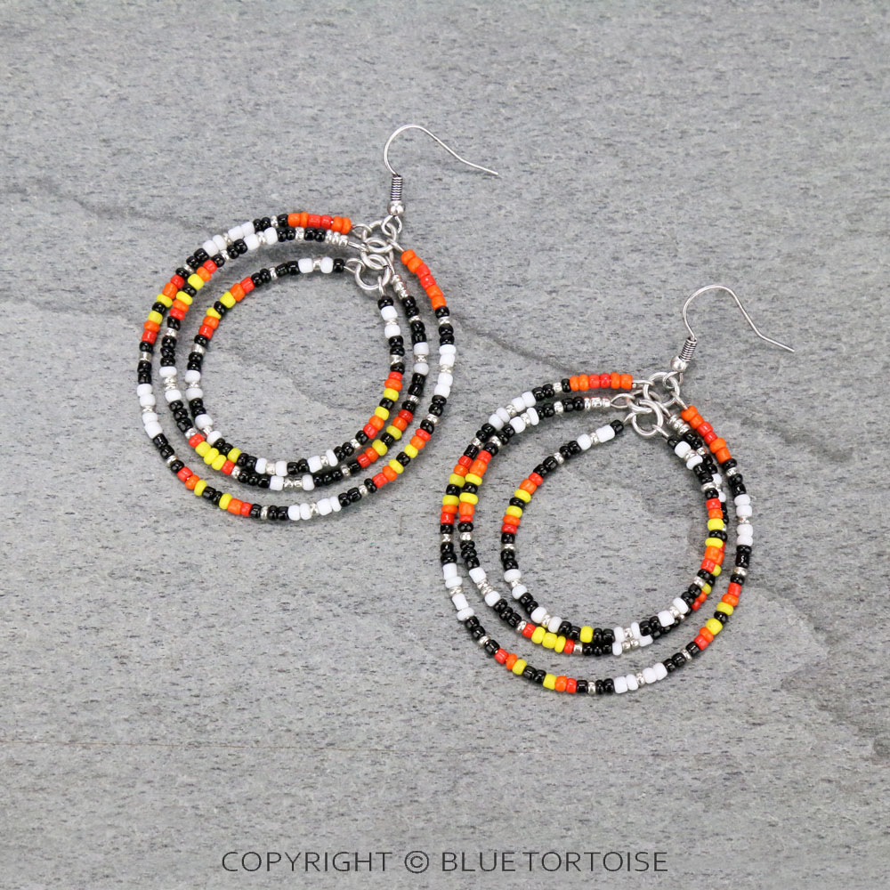 Triple Seed Bead Hoop Dangle Earrings