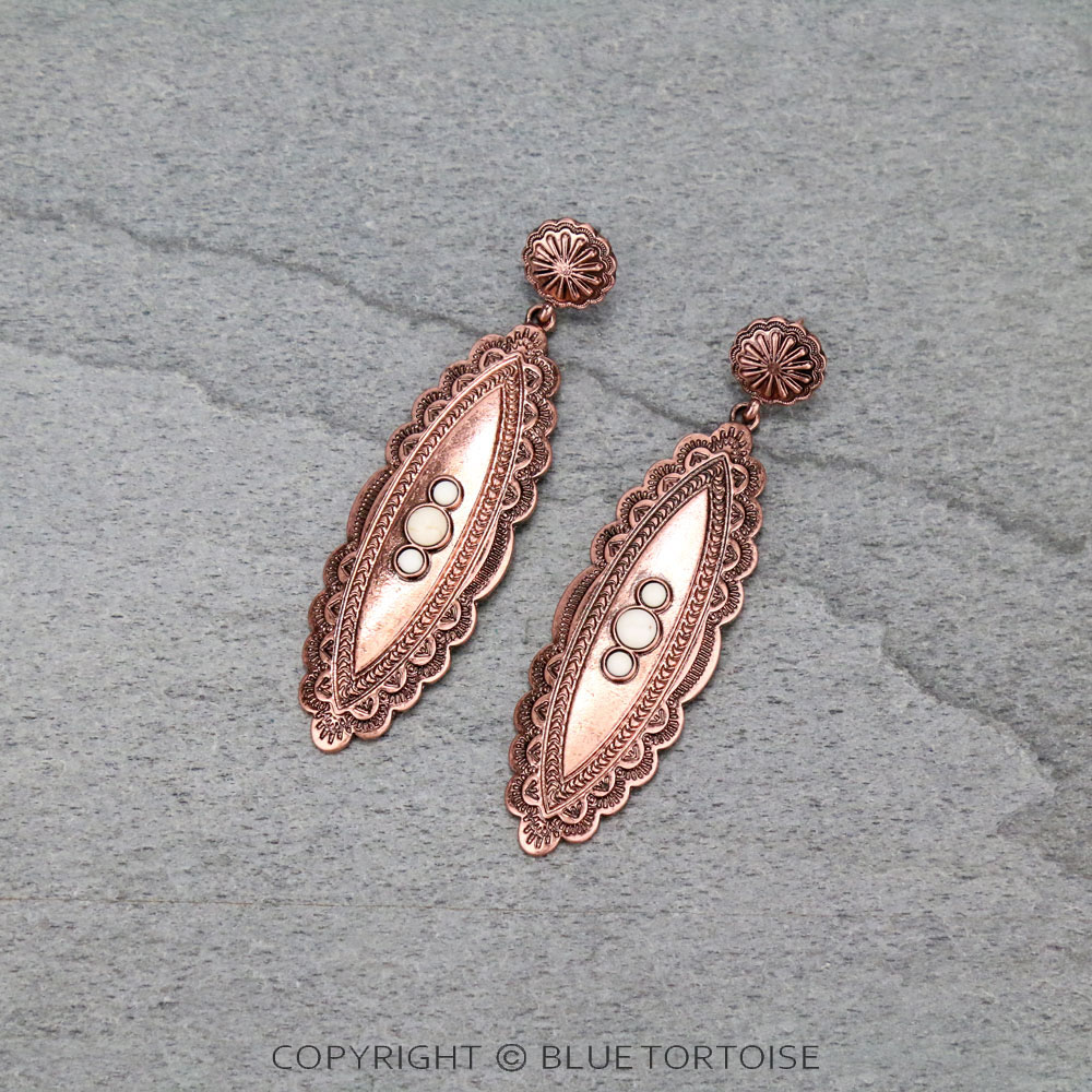 Western Oval Concho with Stone Drop Stud Earrings