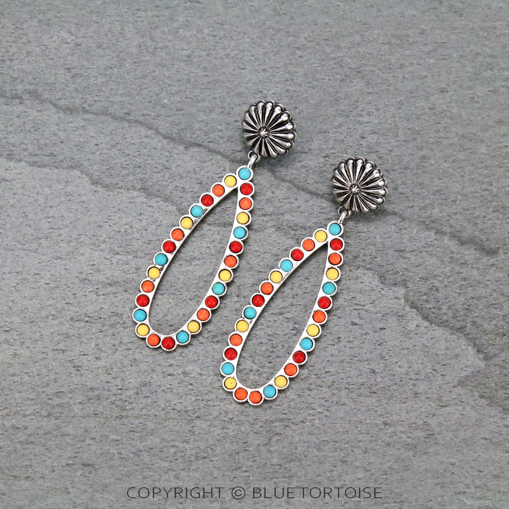 Western Teardrop Stone Stud Earrings