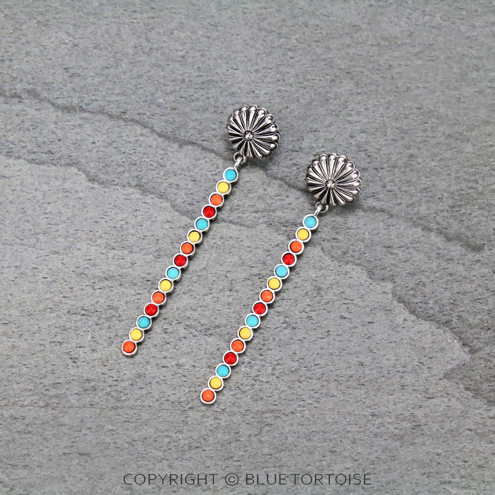 Western Bar Stone Stud Earrings