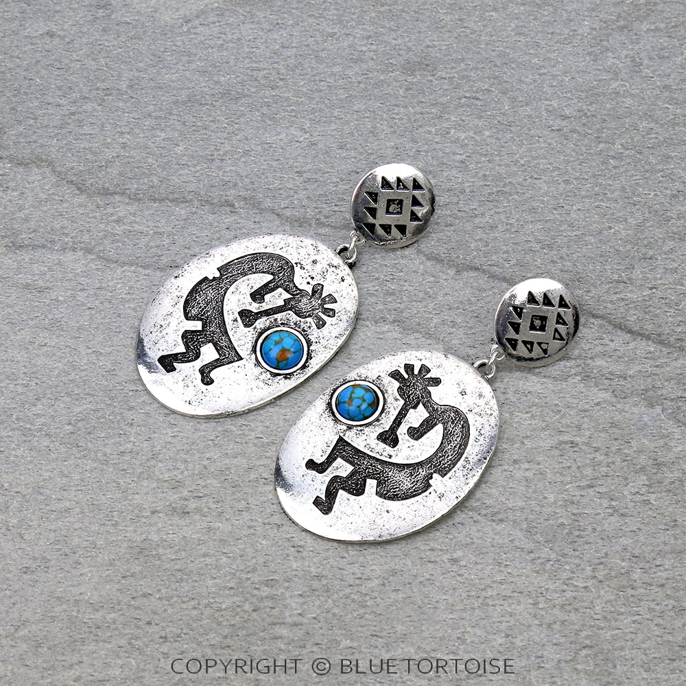 Western Aztec Kokopelli Stud Earrings