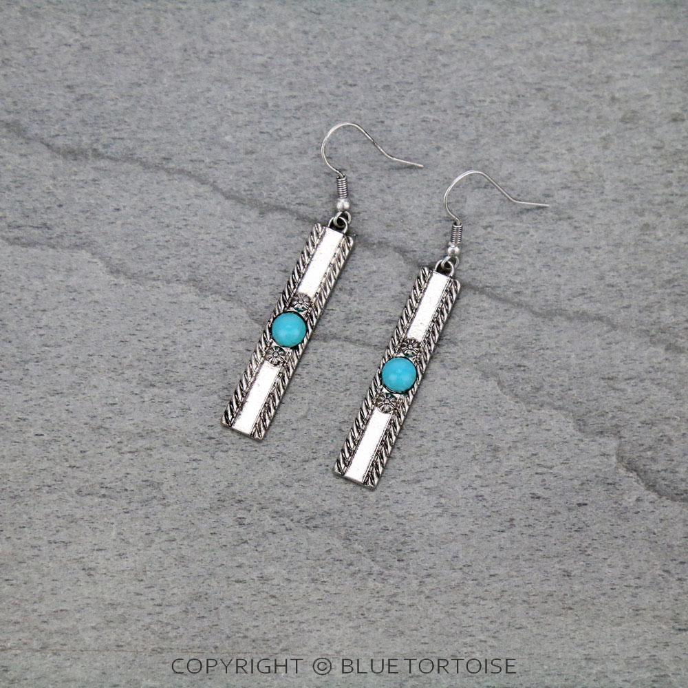 Western Texture Bar Dangle Earrings