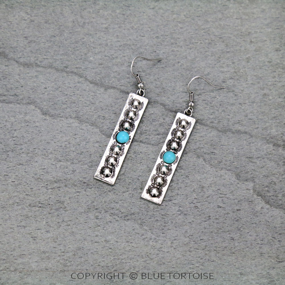 Western Texture Bar Dangle Earrings