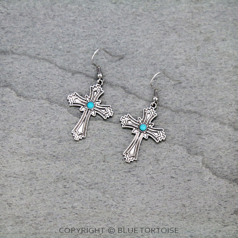 Western Cross Dangle Earrings