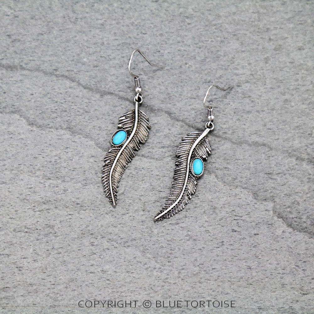 Western Feather Dangle Earrings