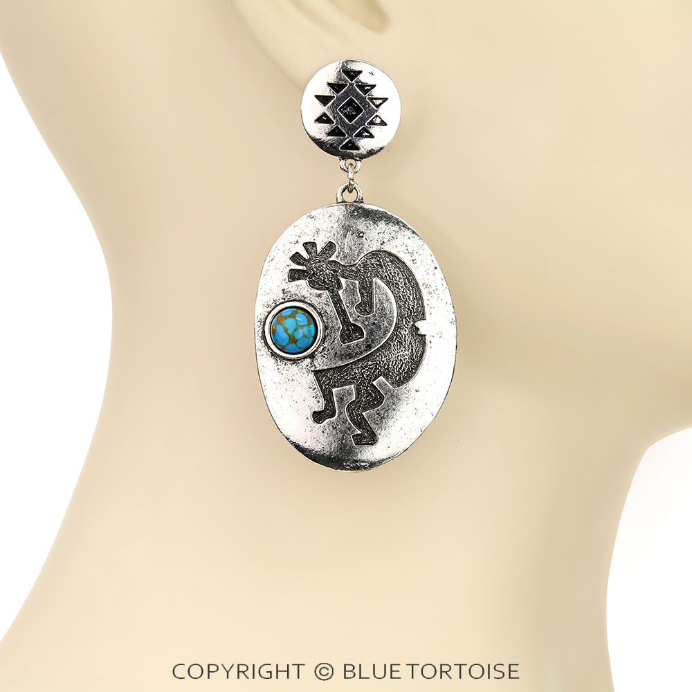 Western Aztec Kokopelli Stud Earrings - Image 2