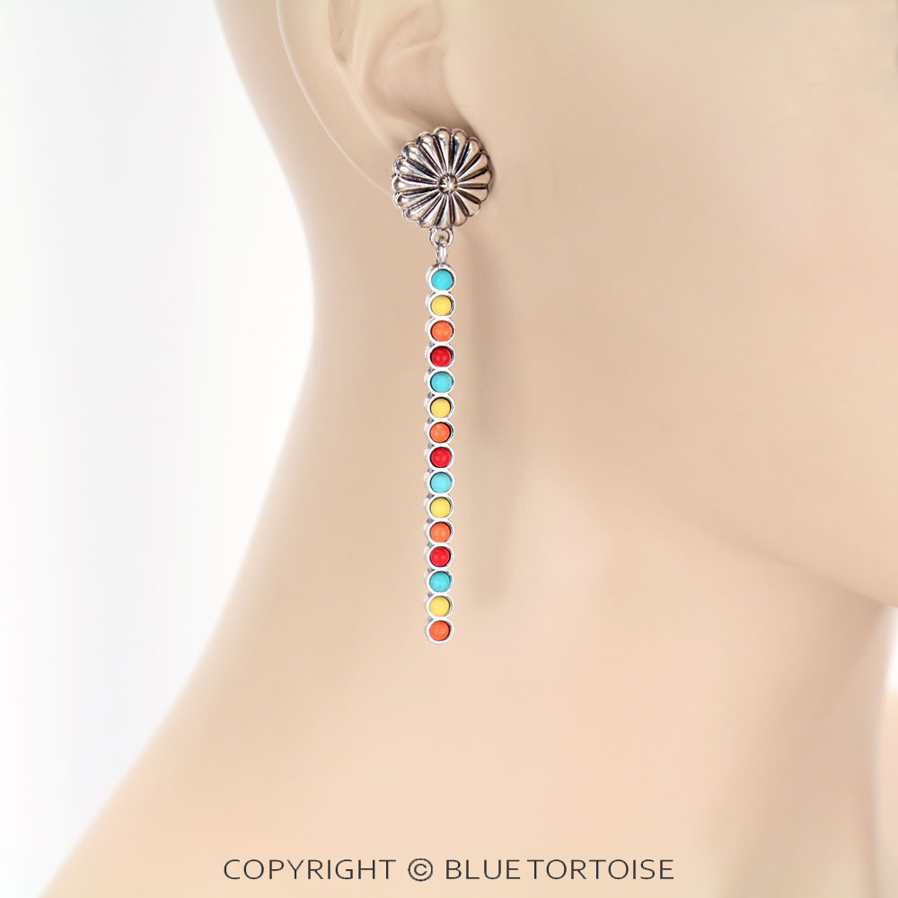 Western Bar Stone Stud Earrings - Image 2