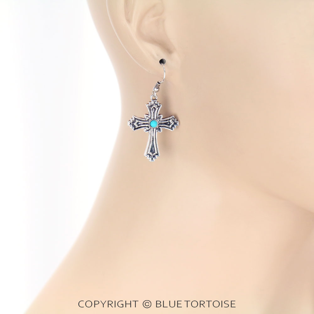 Western Cross Dangle Earrings - Image 2