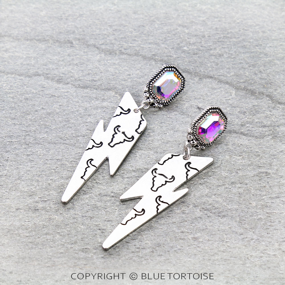 Western Steer Skull Pattern Thunder Stud Earrings