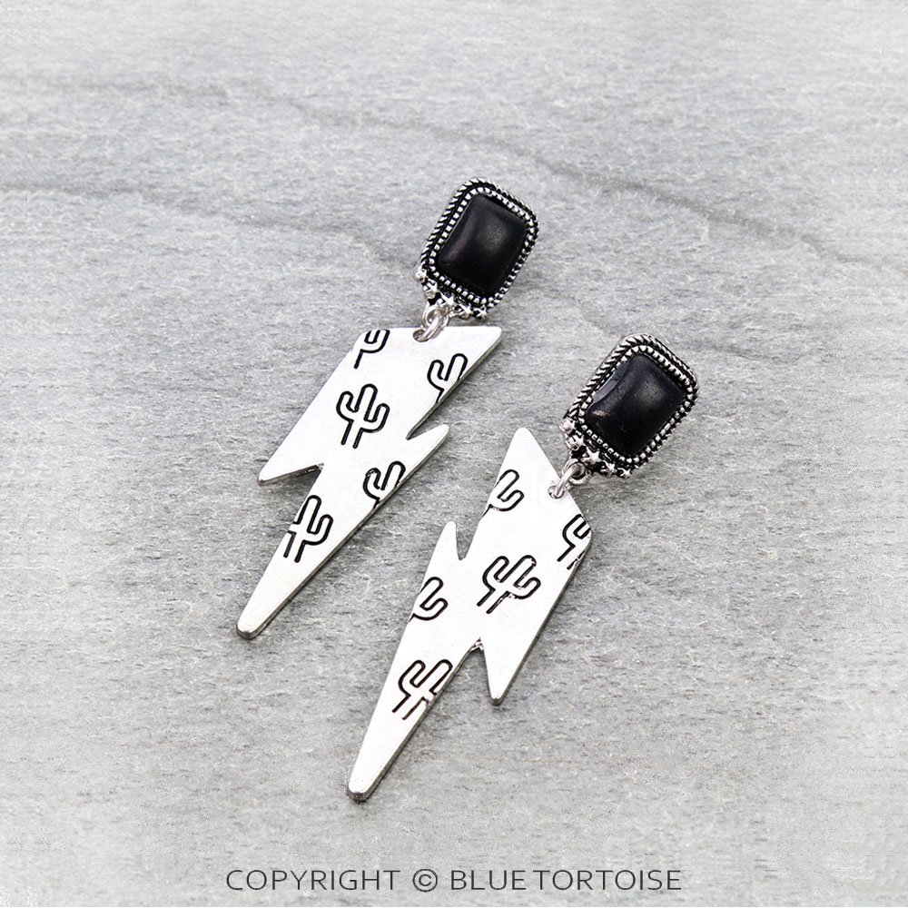 Western Cactus Pattern Thunder Stud Earrings