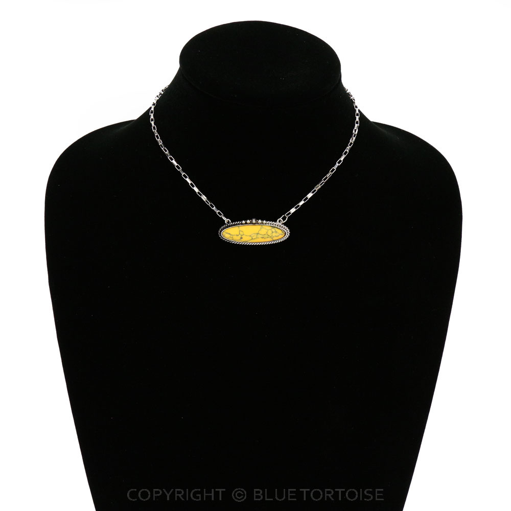 Oval Stone Pendant Necklace - Image 2