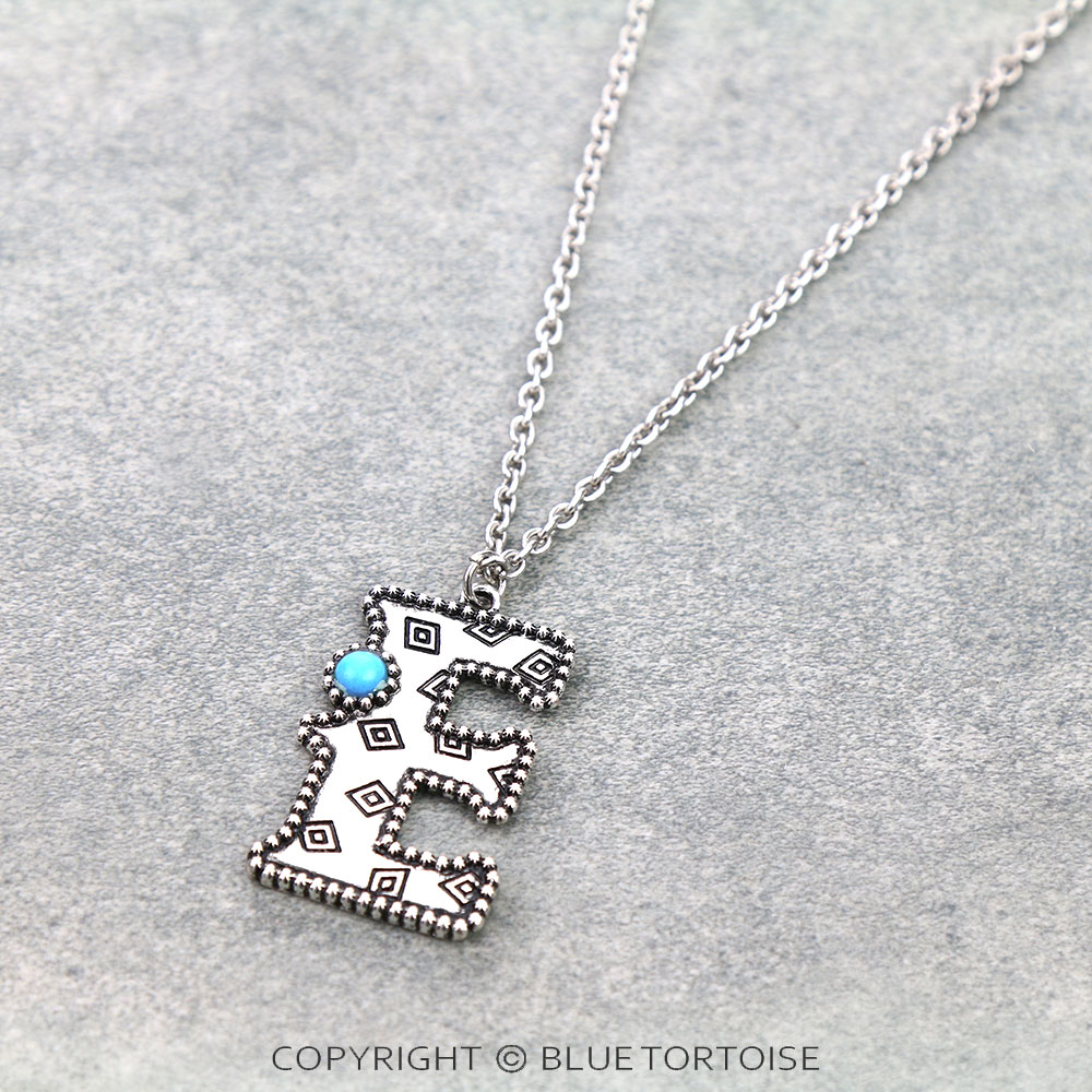 Western Initial E is for Emerald Pendant Necklace