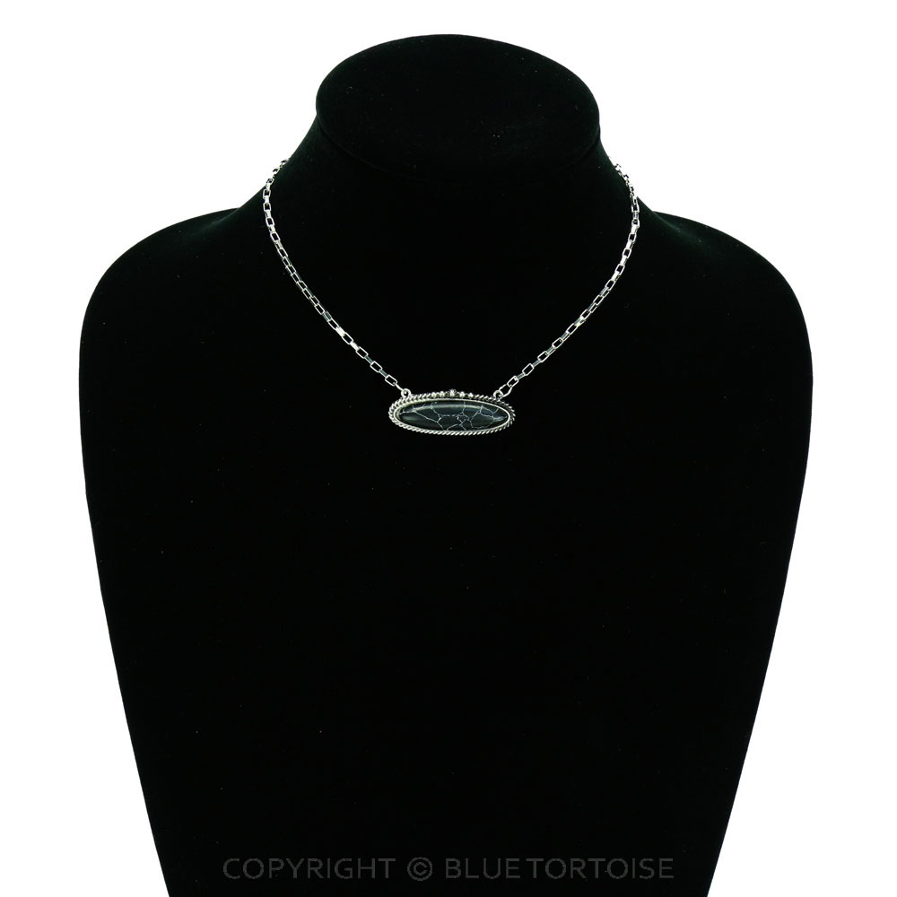 Oval Stone Pendant Necklace - Image 2