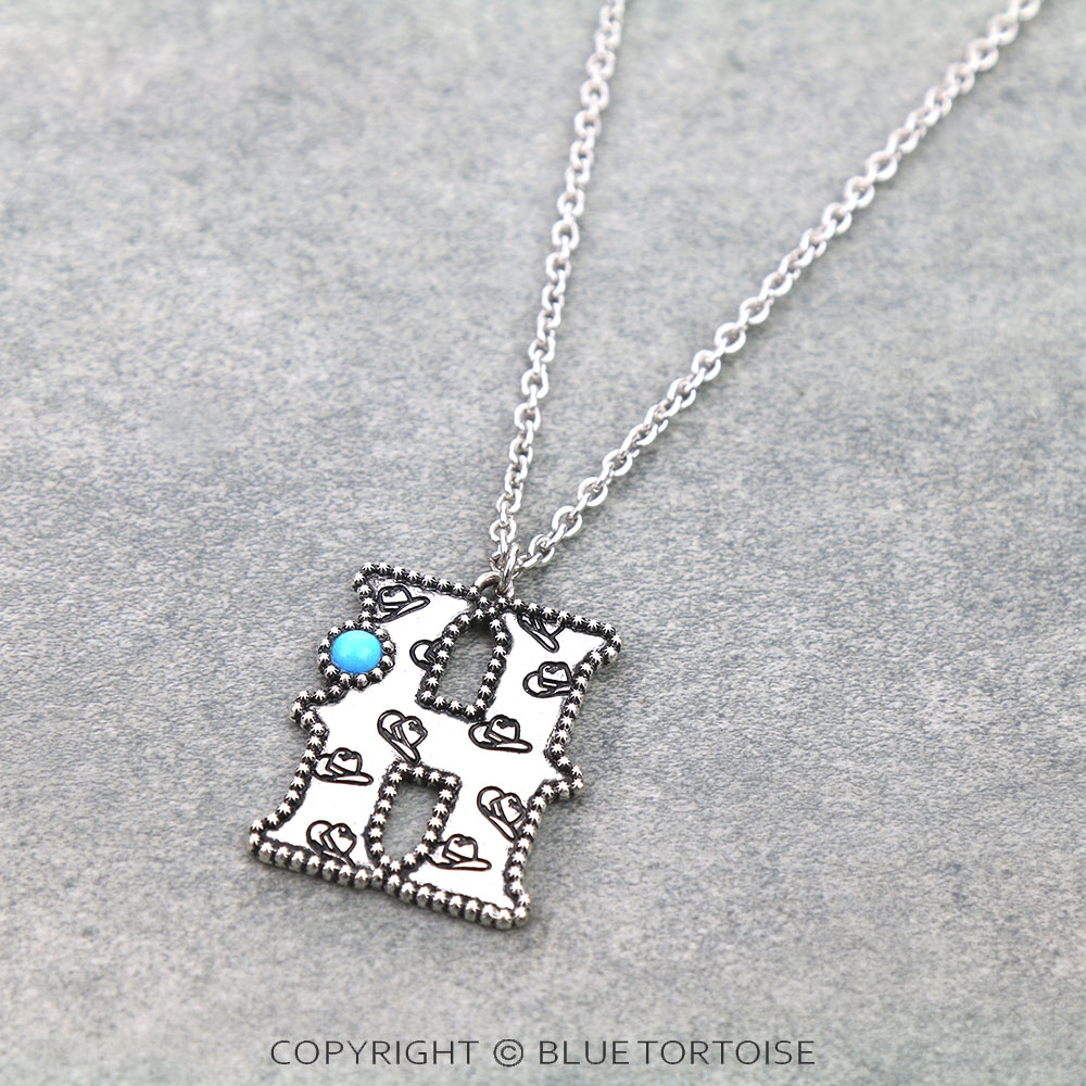 Western Initial H is for Hat Pendant Necklace