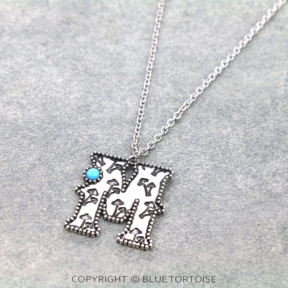 Western Initial M is for Mushroom Pendant Necklace