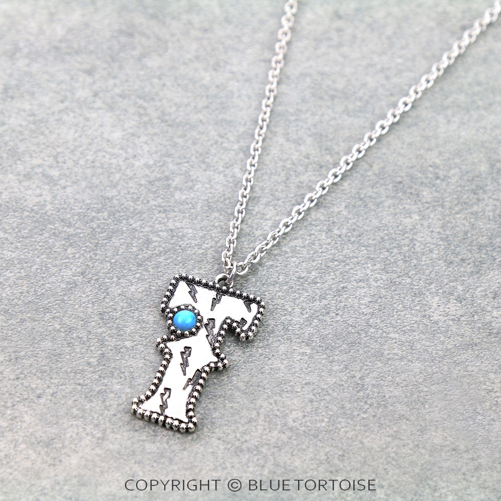 Western Initial T is for Thunder Pendant Necklace
