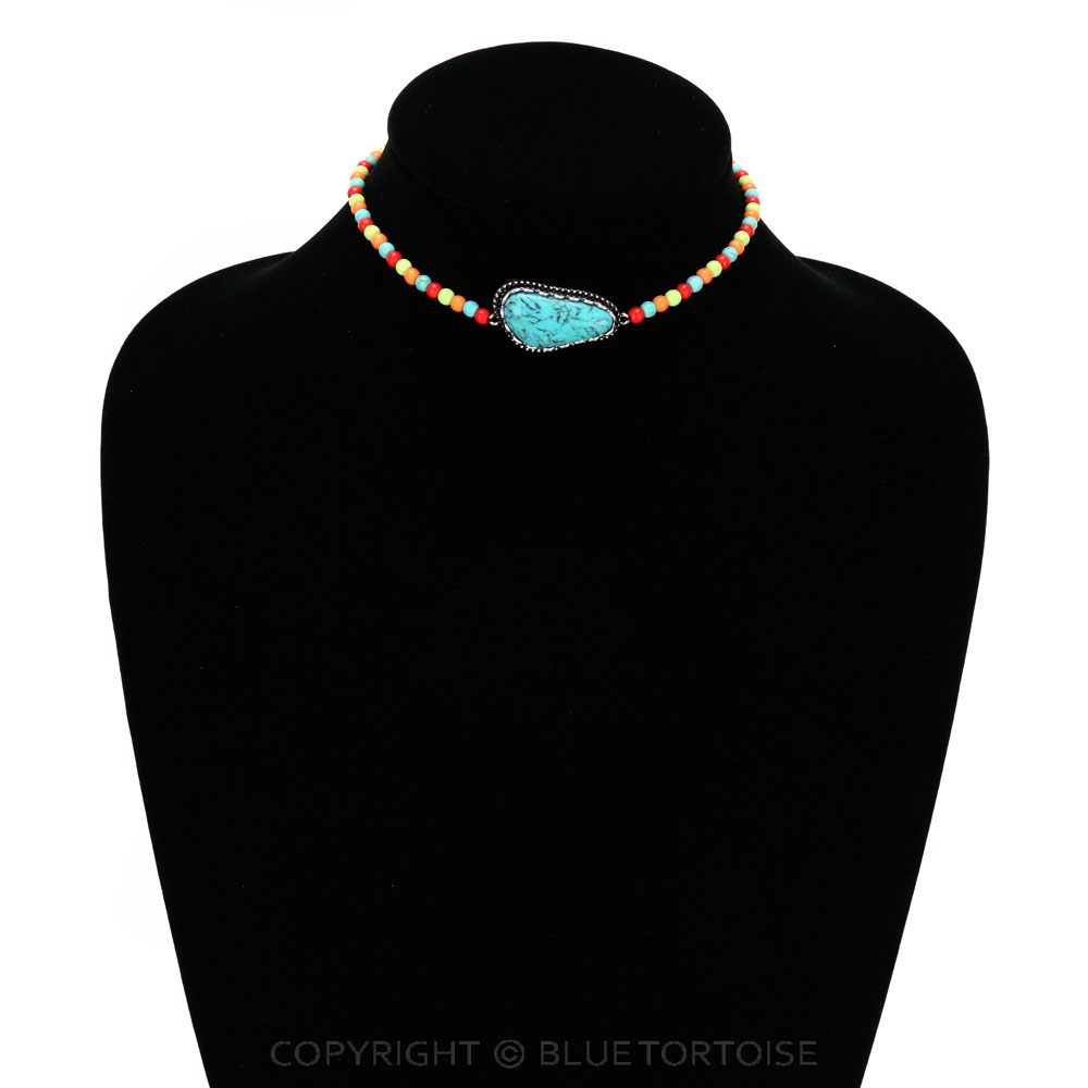 4mm Bead with Stone Pendant Choker/D - Image 2