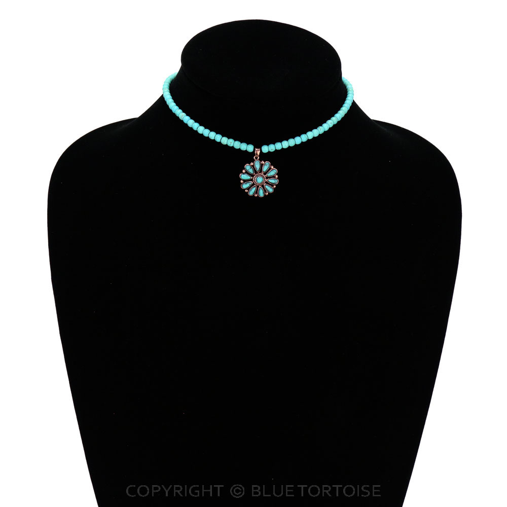 4mm Bead with Concho Pendant Choker - Image 2