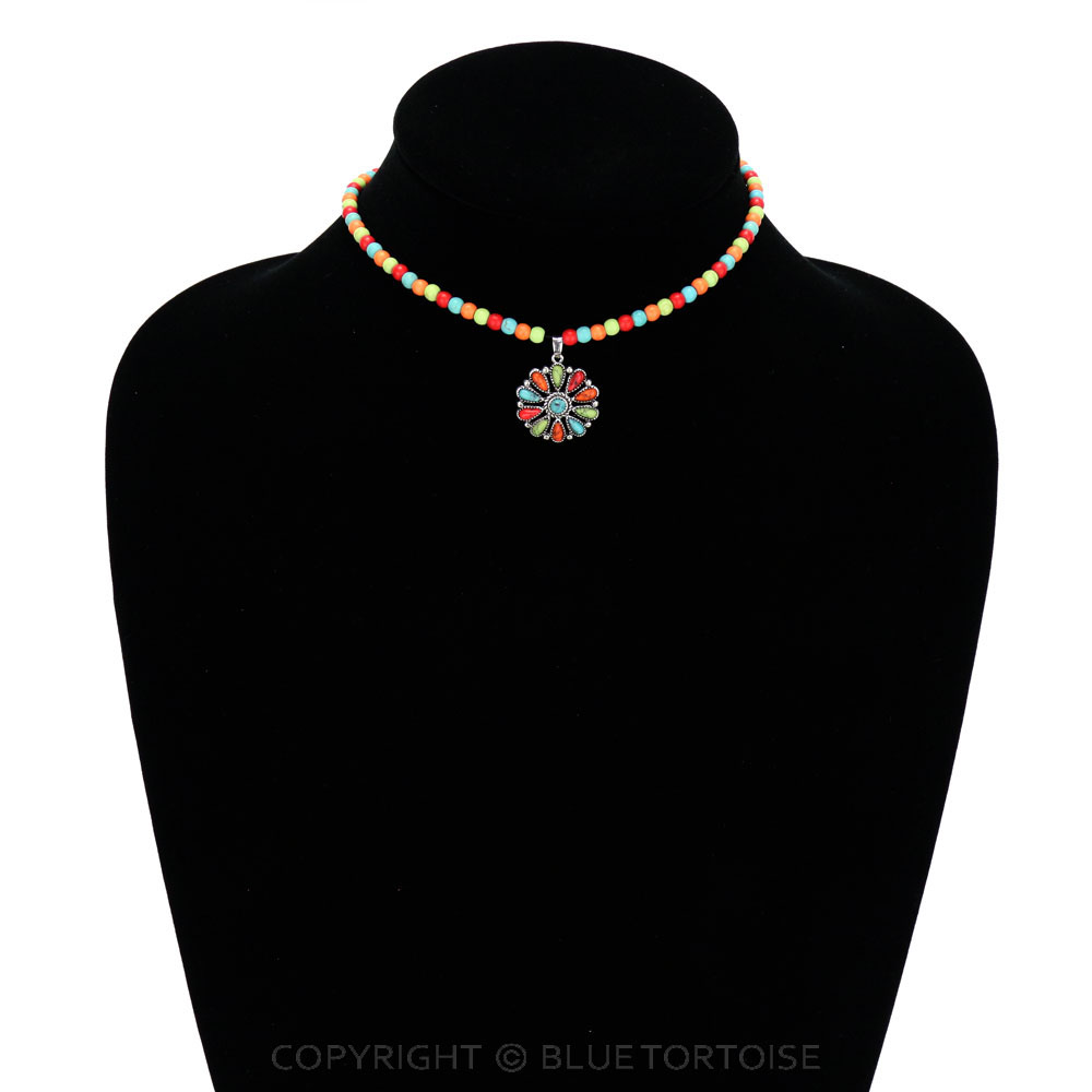 4mm Bead with Concho Pendant Choker - Image 2