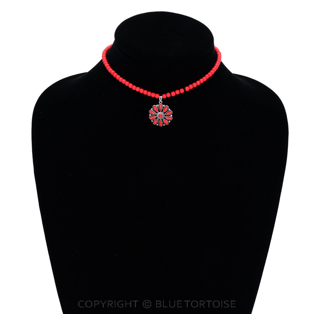 4mm Bead with Concho Pendant Choker - Image 2