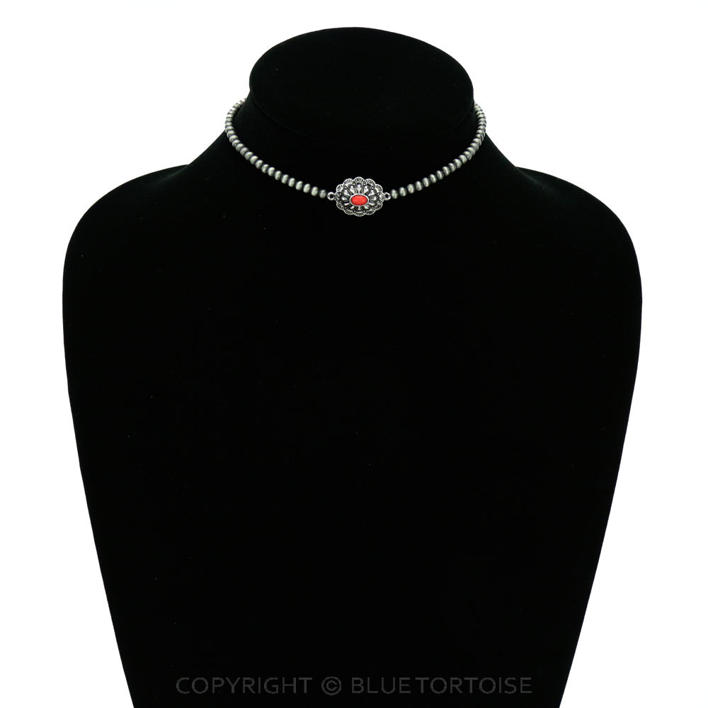 4mm Bead with Concho Pendant Choker - Image 2