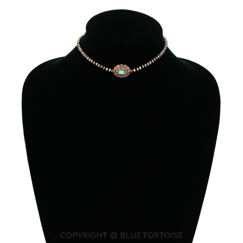 4mm Bead with Concho Pendant Choker - Image 2