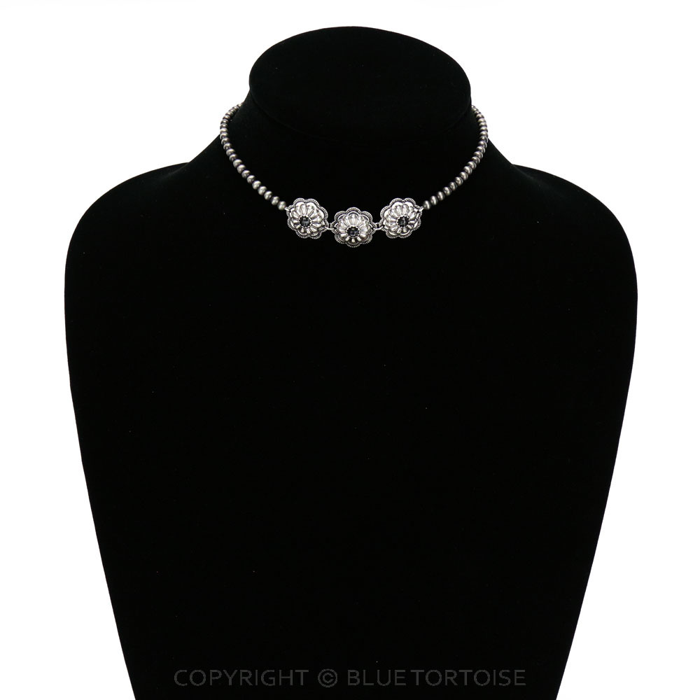 4mm Bead with Concho Pendant Choker - Image 2