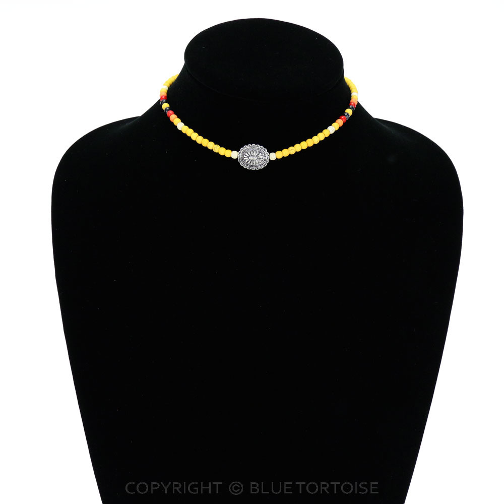 4mm Semi Bead with Concho Pendant Choker - Image 2