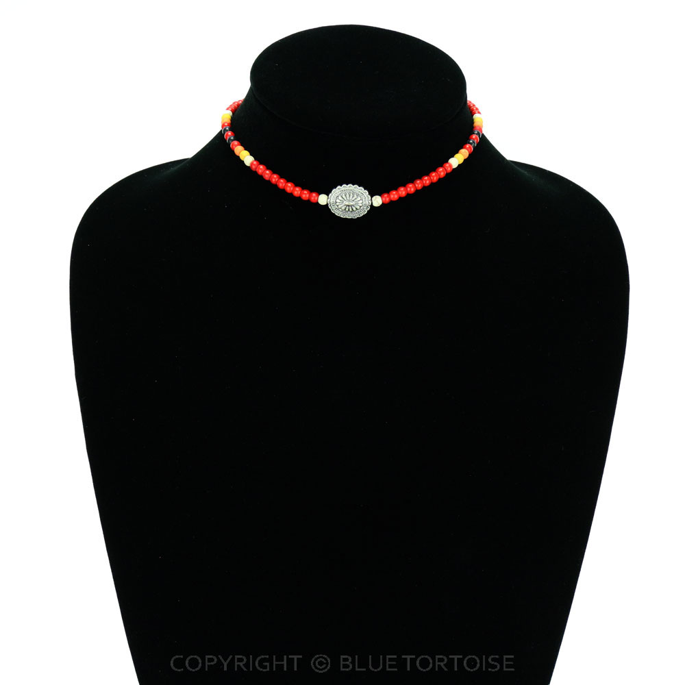 4mm Semi Bead with Concho Pendant Choker - Image 2