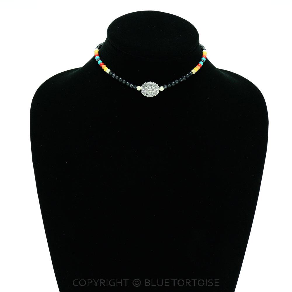 4mm Semi Bead with Concho Pendant Choker - Image 2