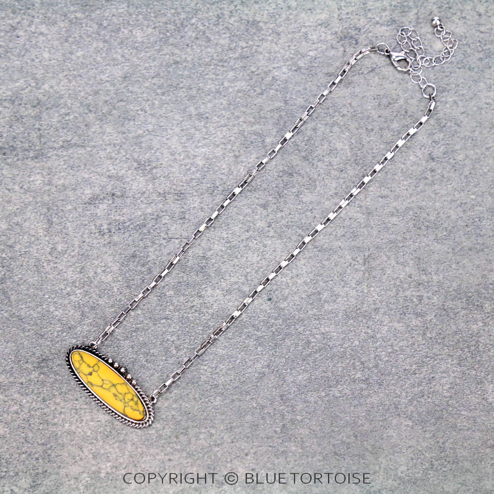Oval Stone Pendant Necklace