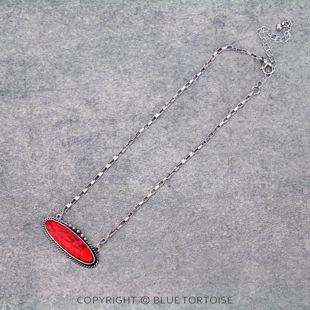 Oval Stone Pendant Necklace