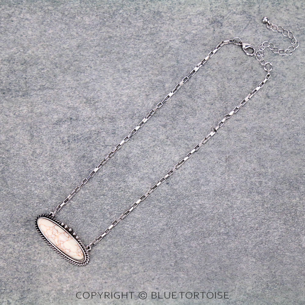 Oval Stone Pendant Necklace