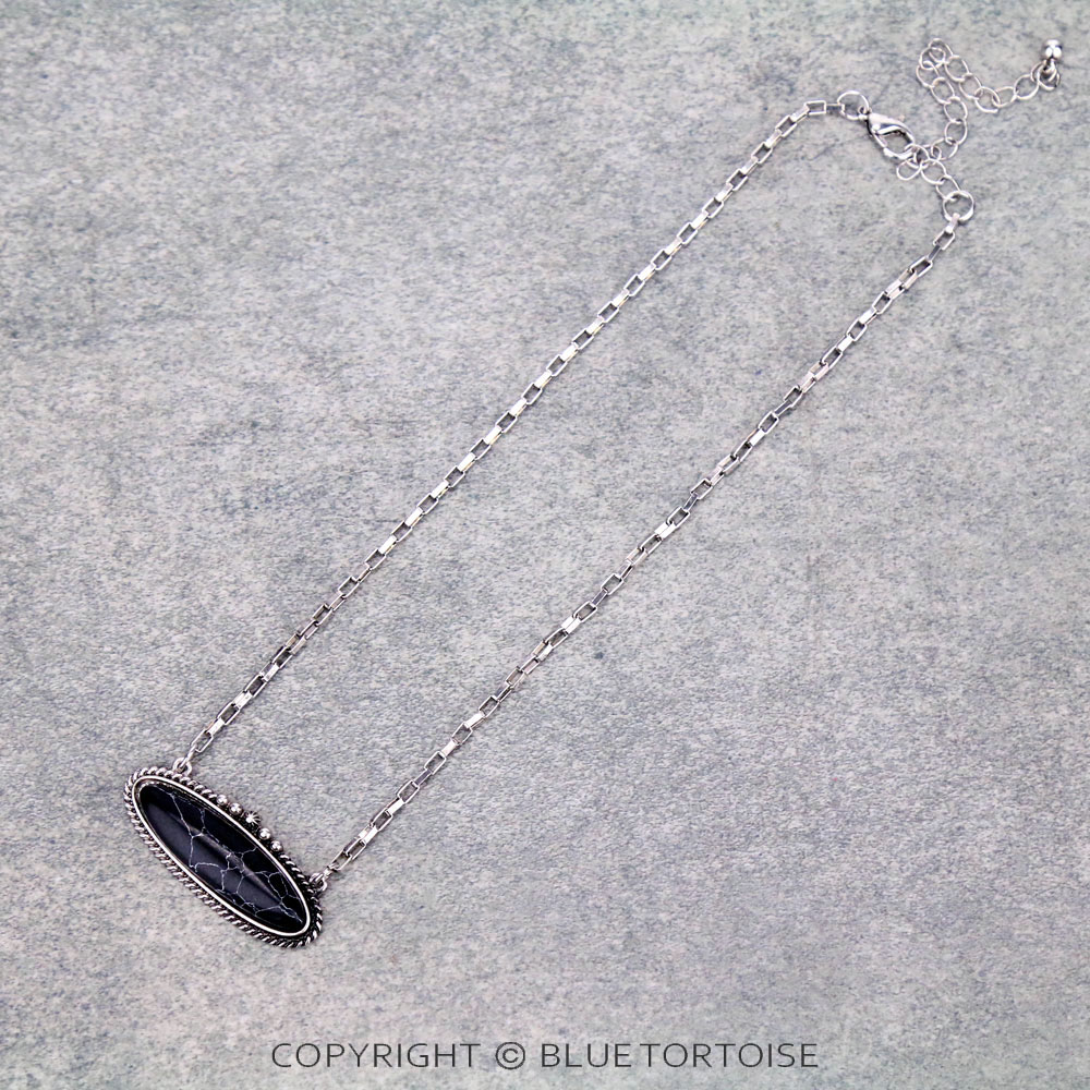 Oval Stone Pendant Necklace