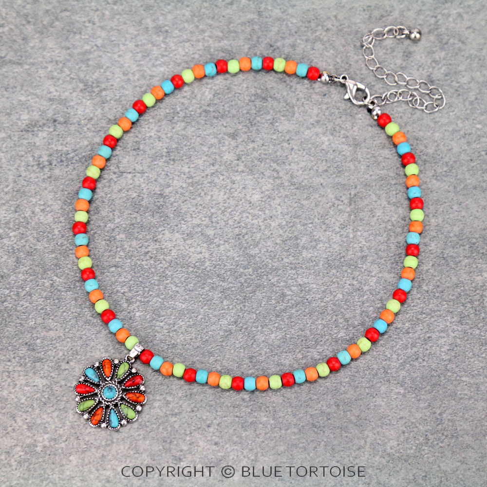 4mm Bead with Concho Pendant Choker