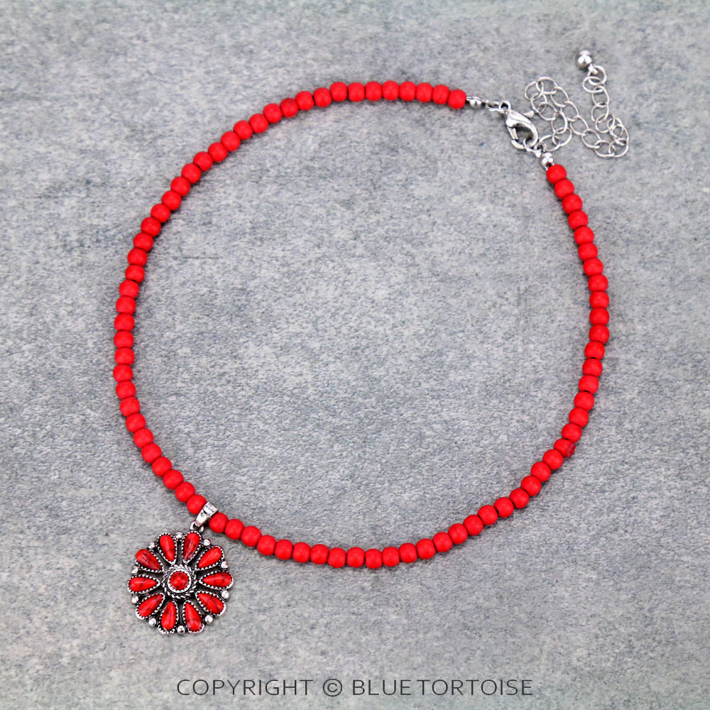 4mm Bead with Concho Pendant Choker
