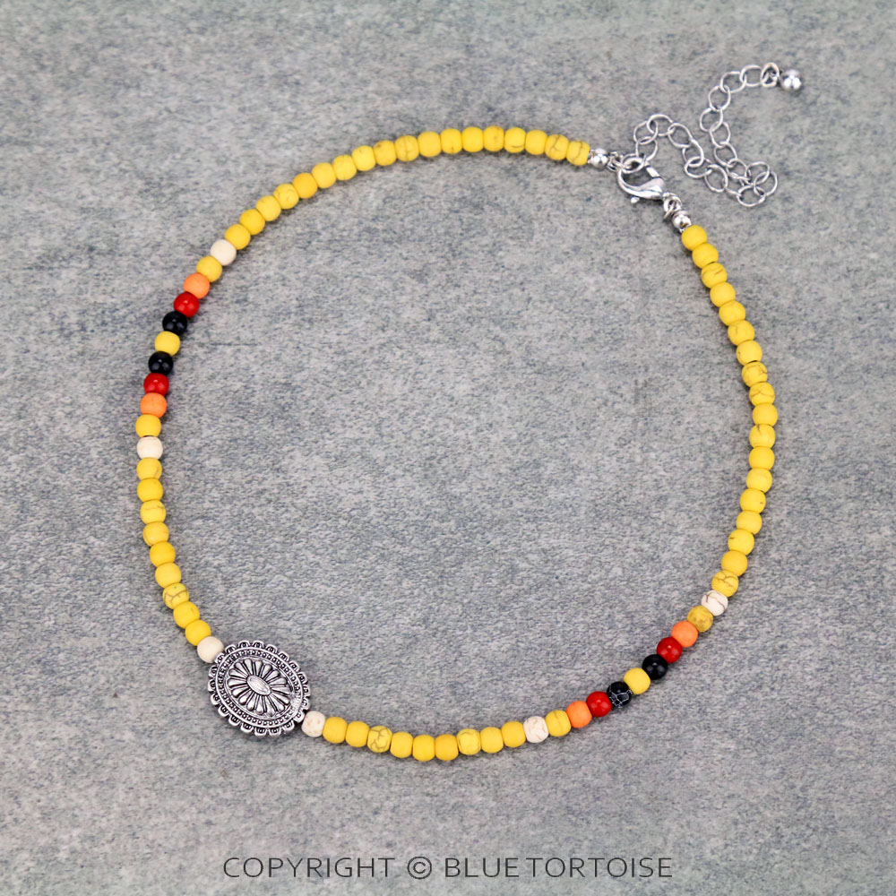 4mm Semi Bead with Concho Pendant Choker