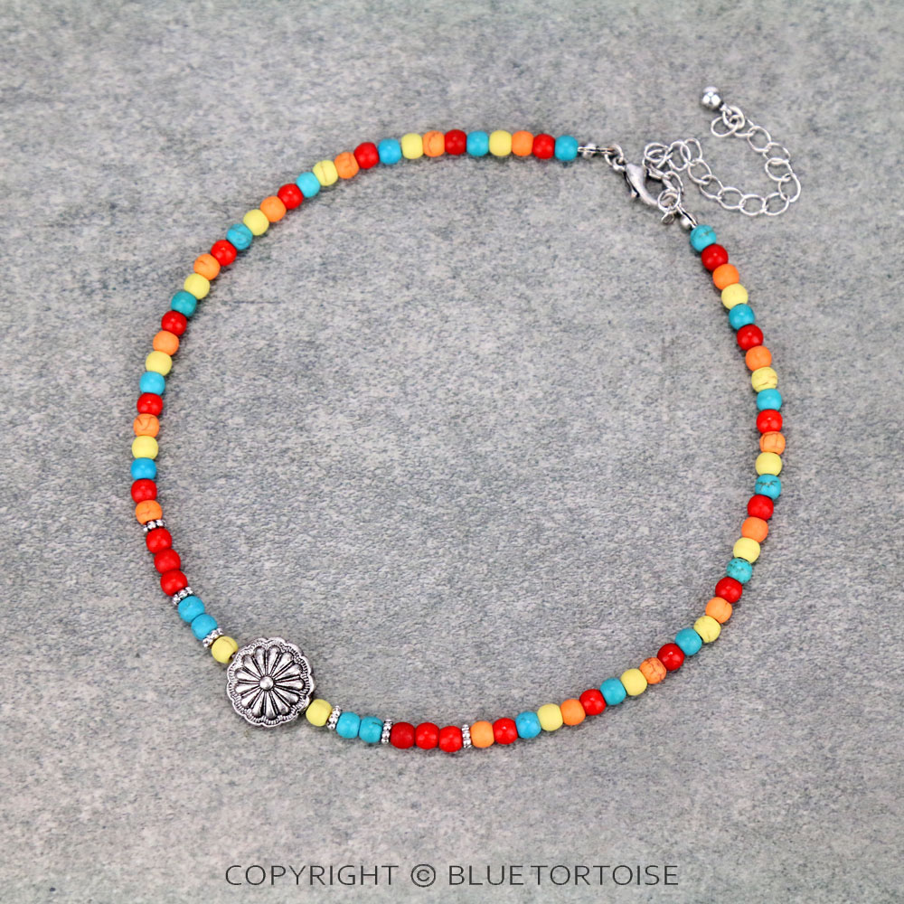 4mm Semi Bead with Concho Pendant Choker
