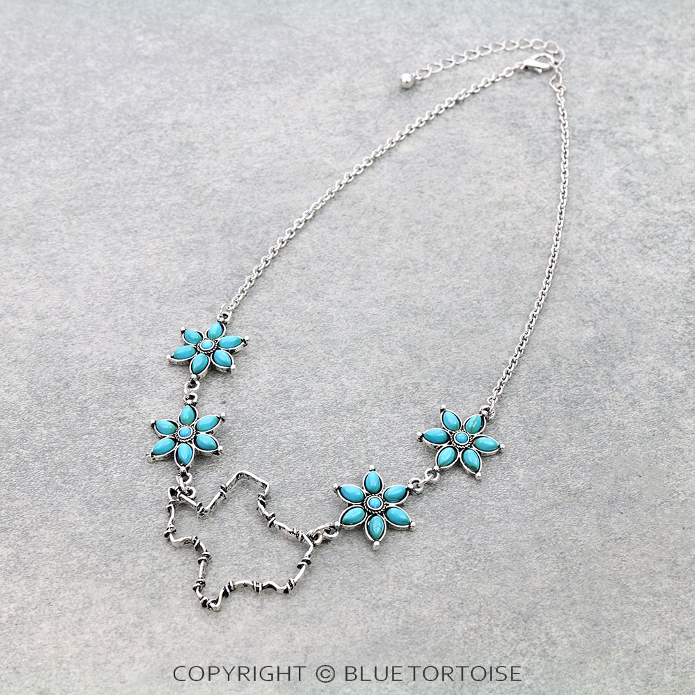 Western Barbed Wire TX Map Necklace