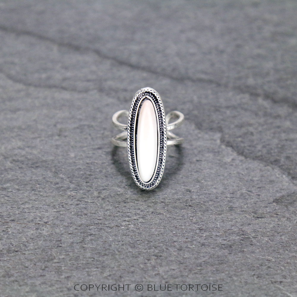 Natural White Stone Adjustable Ring