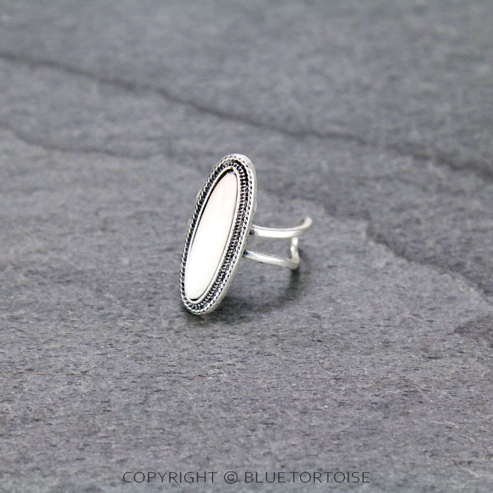 Natural White Stone Adjustable Ring - Image 2