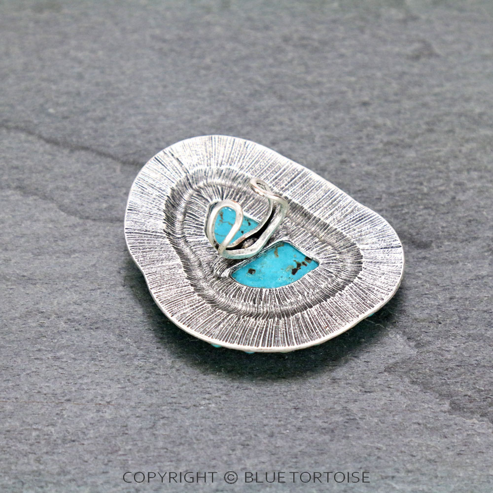 Monster Size! Natural Stone Adjustable Ring with Double Band - Image 2