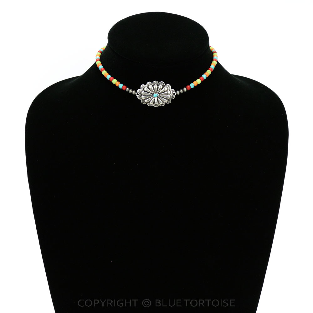 4mm Bead with Concho Pendant Choker - Image 2