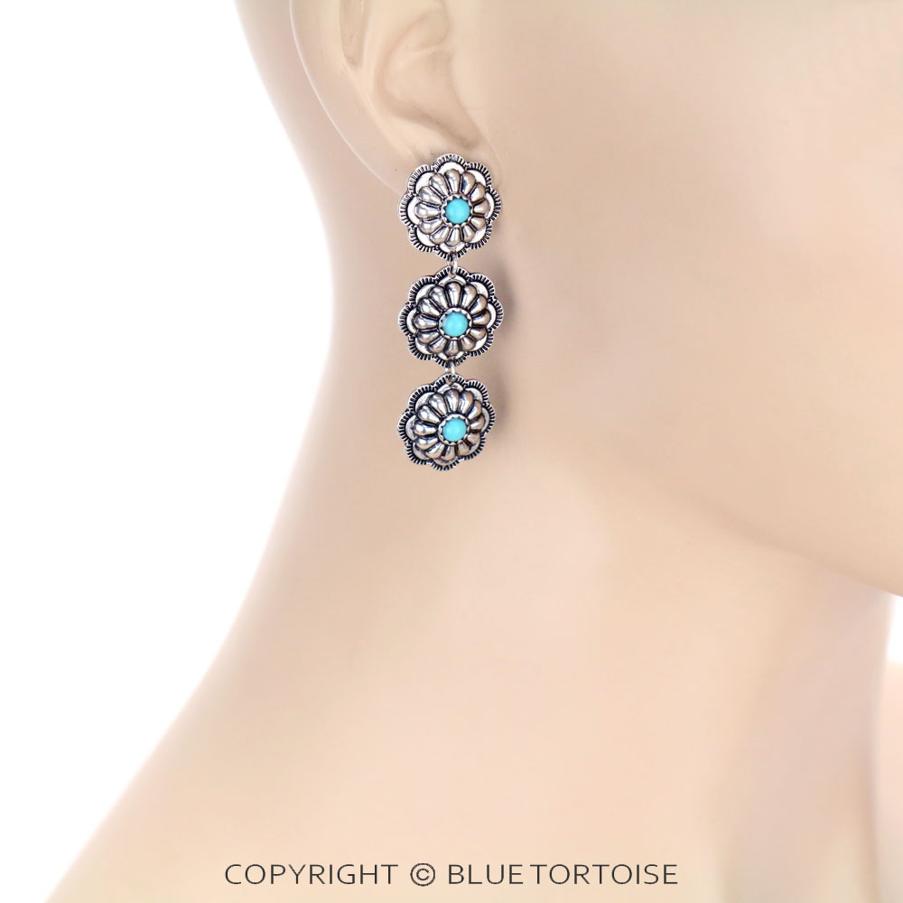 Concho 3 Drop Stud Earrings - Image 2